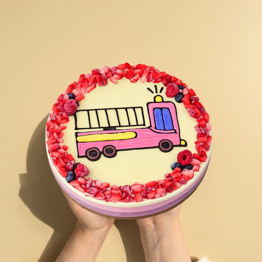 Tort Curcubeu, Masina de pompieri - Colecția pentru copii