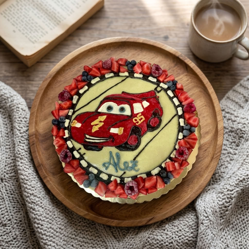 Tort Cheesecake cu fructe de padure, Fulger McQueen Cars - Colecția pentru copii